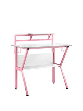 Lloyd Pascal Rogue Compact Gaming Desk - White/Pink