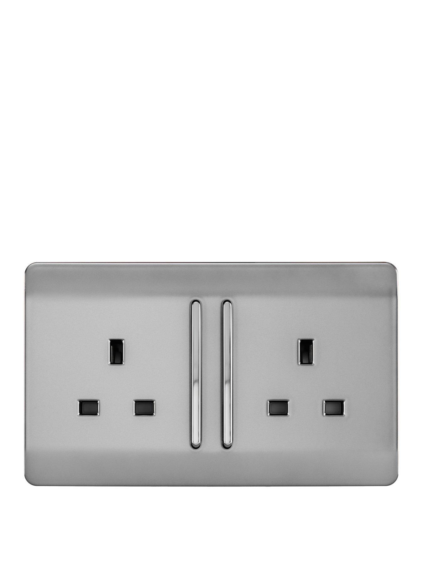 Product photograph of Trendiswitch 2g 13a Switched Socket Stainless Steel from very.co.uk