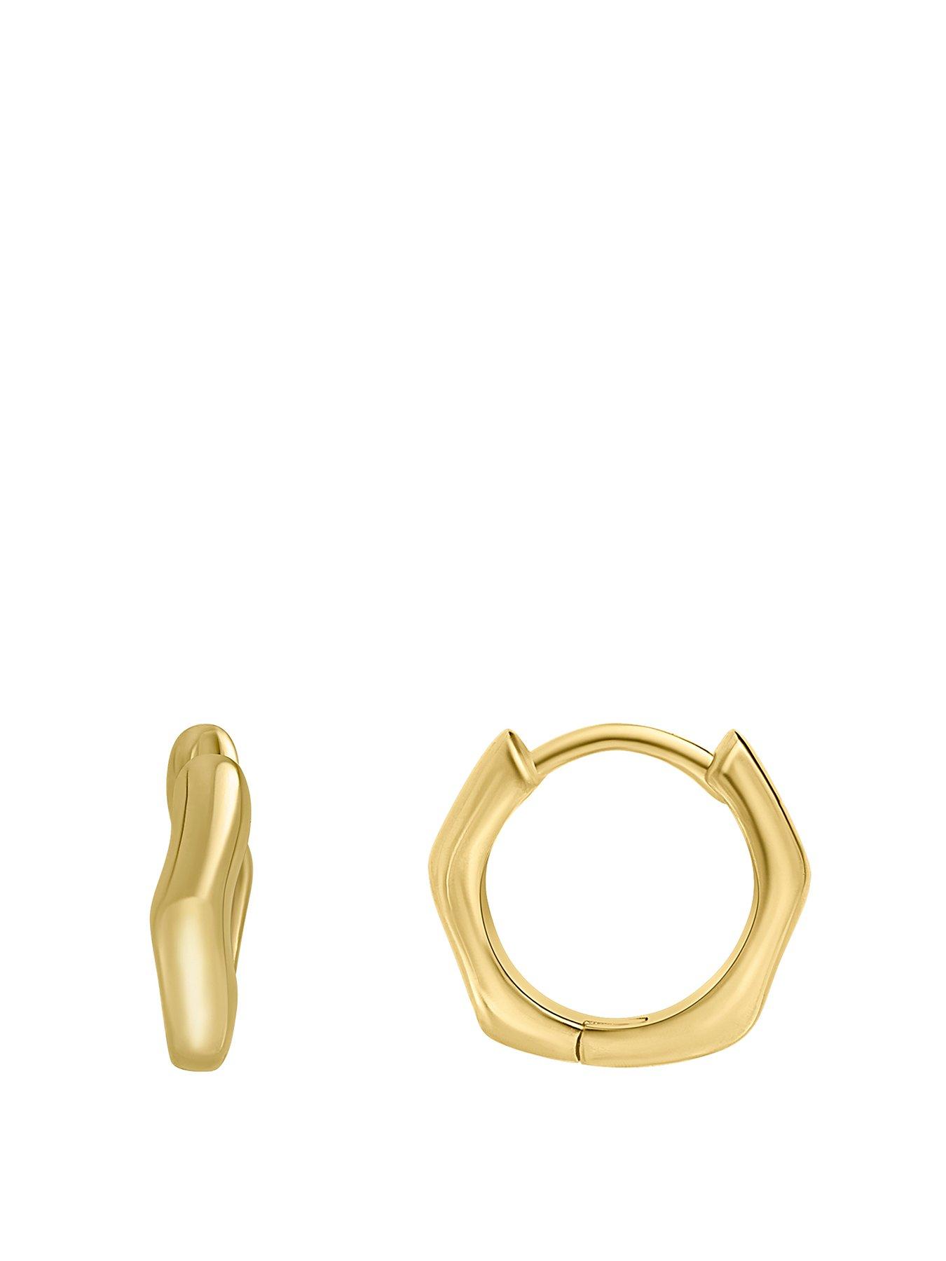 Product photograph of The Love Silver Collection Sterling Silver Gold Plated Fluid 10mm Hoop Earrings from very.co.uk