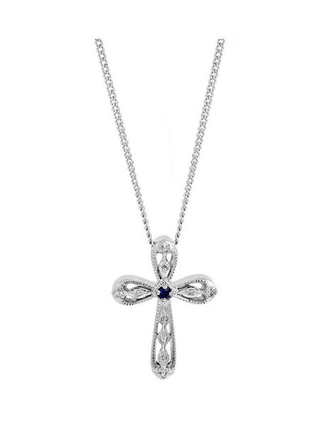 love-gem-arrosa-sterling-silver-15mm-created-sapphire-and-diamond-cross-pendant-necklace