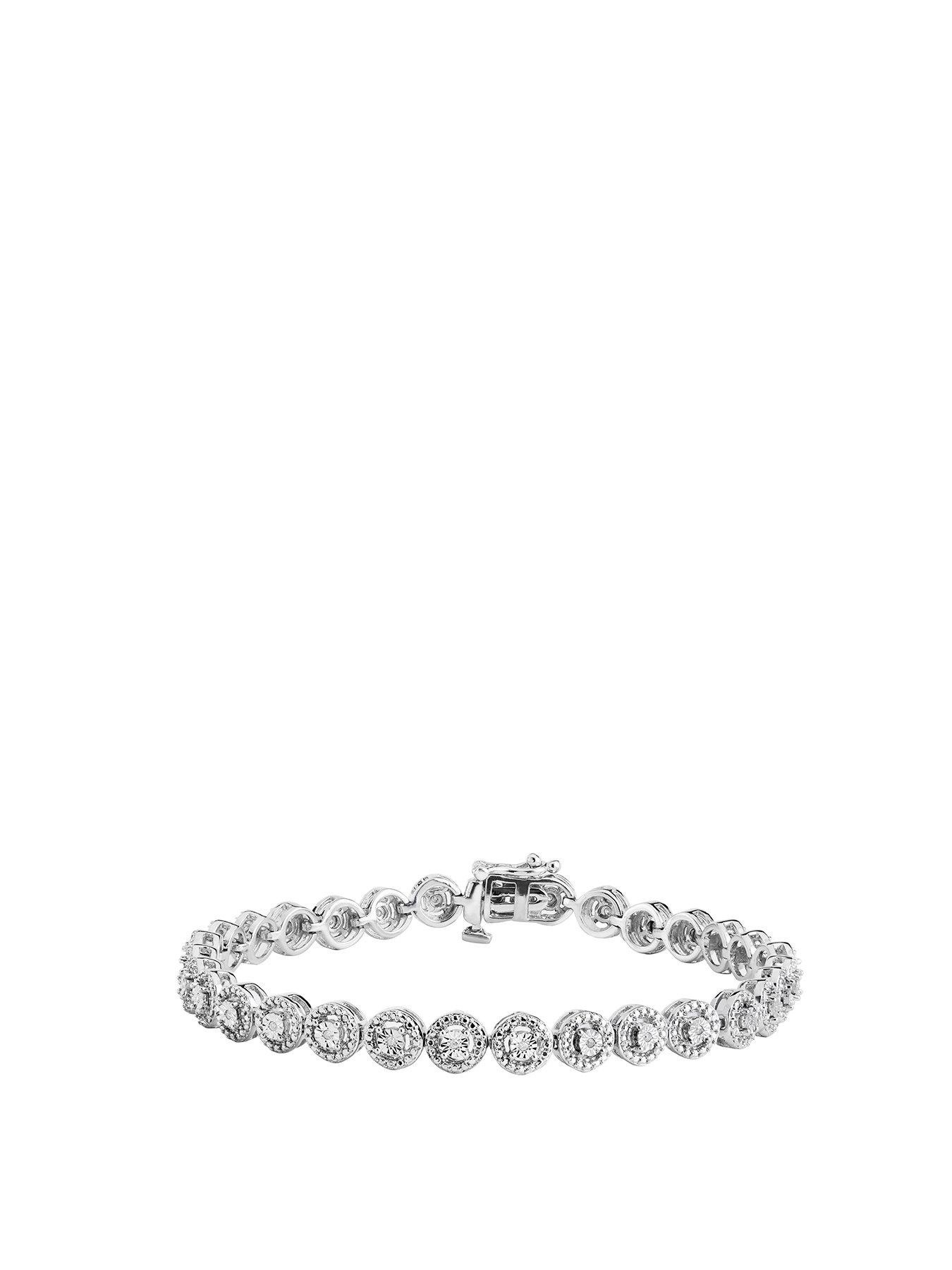 Product photograph of Love Diamond Sterling Silver 0 10ct Diamond Bracelet from very.co.uk