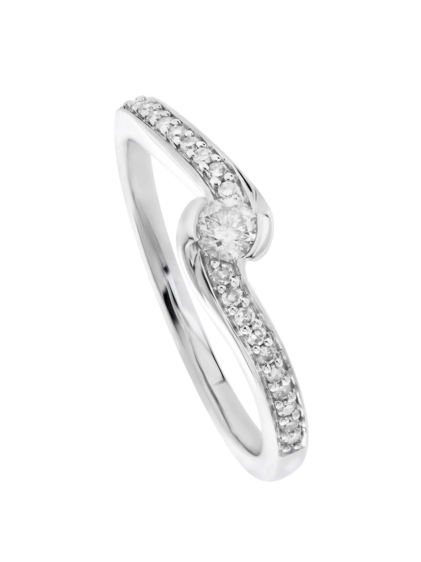 Product photograph of Love Diamond 9ct Wg 0 20ct Hj I3 Dia Cross Over Engagement Ring from very.co.uk