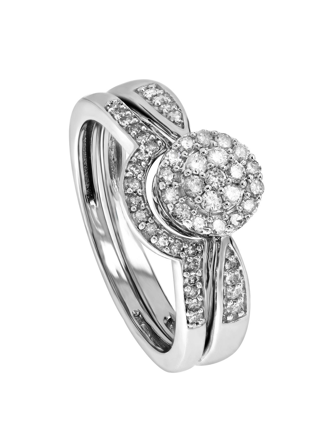 Product photograph of Love Diamond 9ct White Gold 0 30ct Diamond Bridal Ring Set from very.co.uk