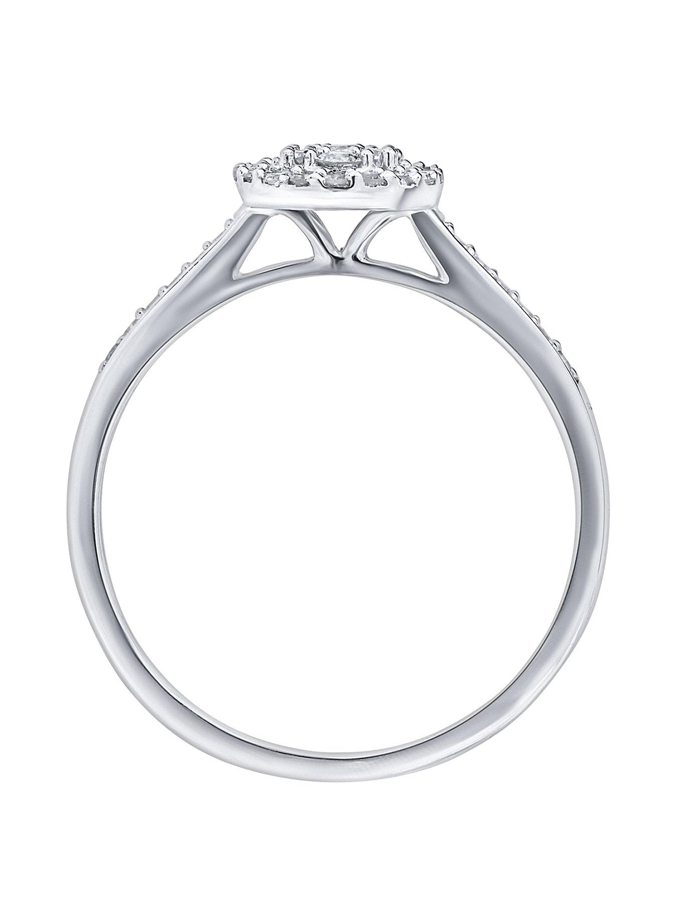 Image 3 of 4 of Love DIAMOND 9ct White Gold 0.30ct Diamond Oval &amp; Band Bridal Ring Set