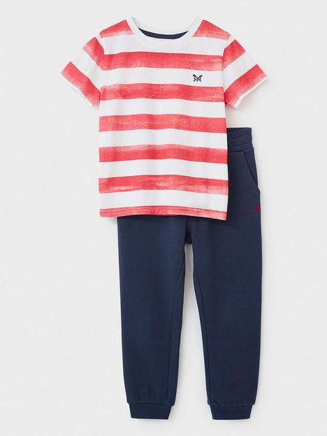 crew-clothing-boys-short-sleeve-printed-stripe-t-shirt-and-jogger-set-red