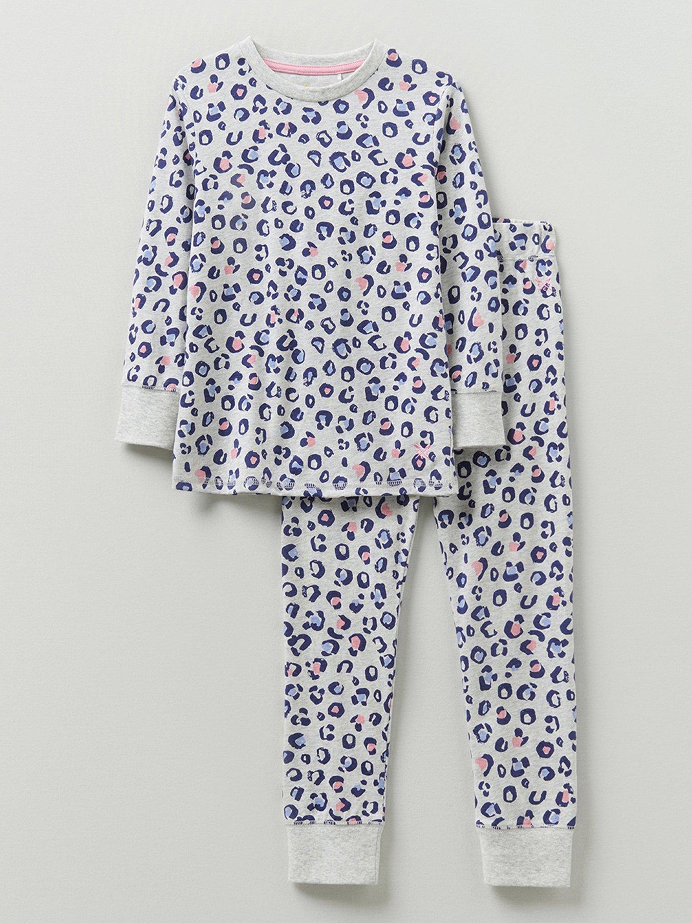 Girls Clothes Girls Long Sleeve Leopard Print Pyjama Set - Light Grey
