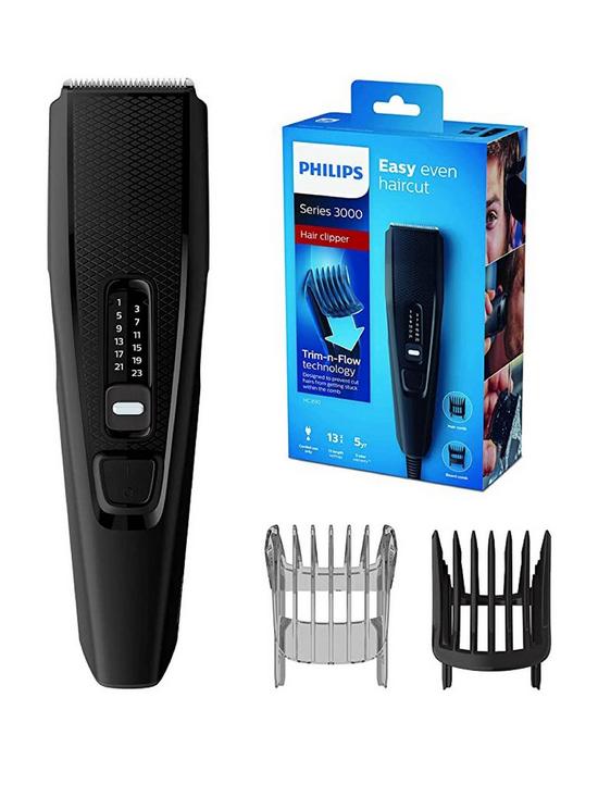 front image of philips-series-3000-hair-clipper-with-stainless-steel-blades-hc351013