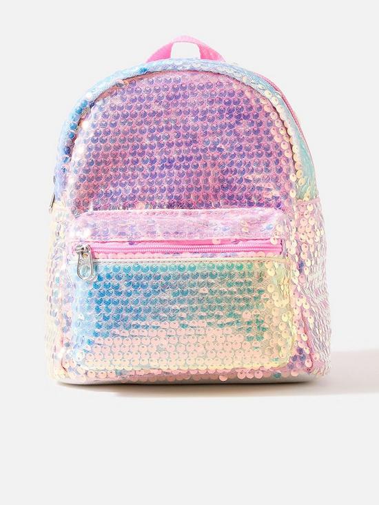 front image of accessorize-girls-mini-sequin-backpack-multi