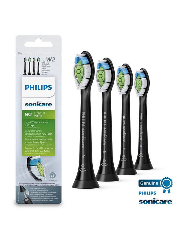 Image 5 of 5 of Philips Sonicare W2&nbsp;Optimal White Replacement Brush Heads, Pack of 4, Black HX6064/11