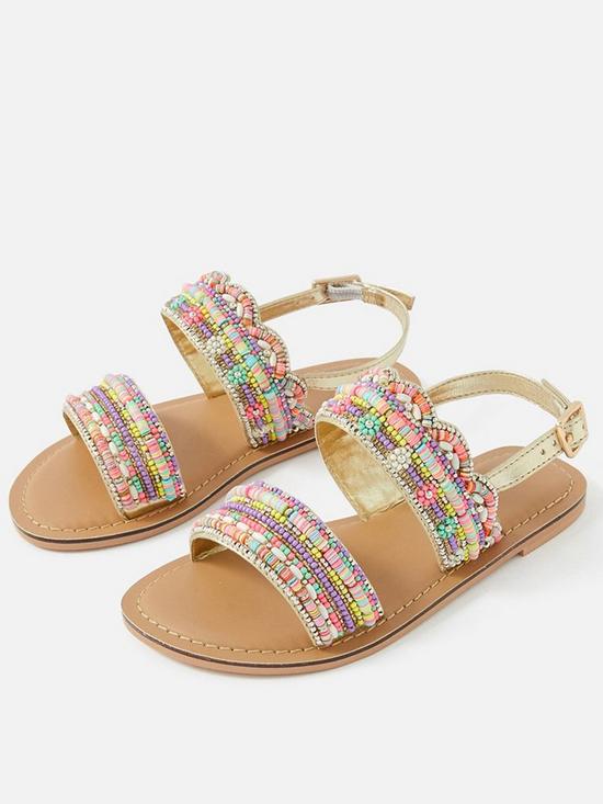 front image of accessorize-girls-embellished-beaded-scallop-sandal-multi