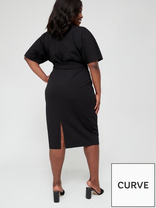 stillFront image of v-by-very-curve-short-sleeve-scuba-crepe-fitted-dress-black