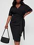  image of v-by-very-curve-short-sleeve-scuba-crepe-fitted-dress-black