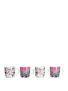 Product photograph of Kitchencraft Exotic Floral Set Of 4 Barrel Mugs from very.co.uk