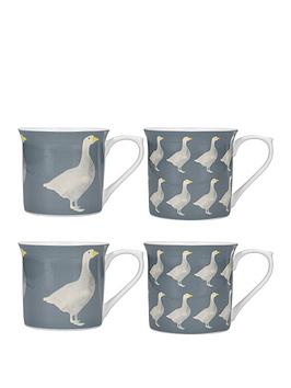 Product photograph of Kitchencraft Geese Fluted Set Of 4 Mugs from very.co.uk