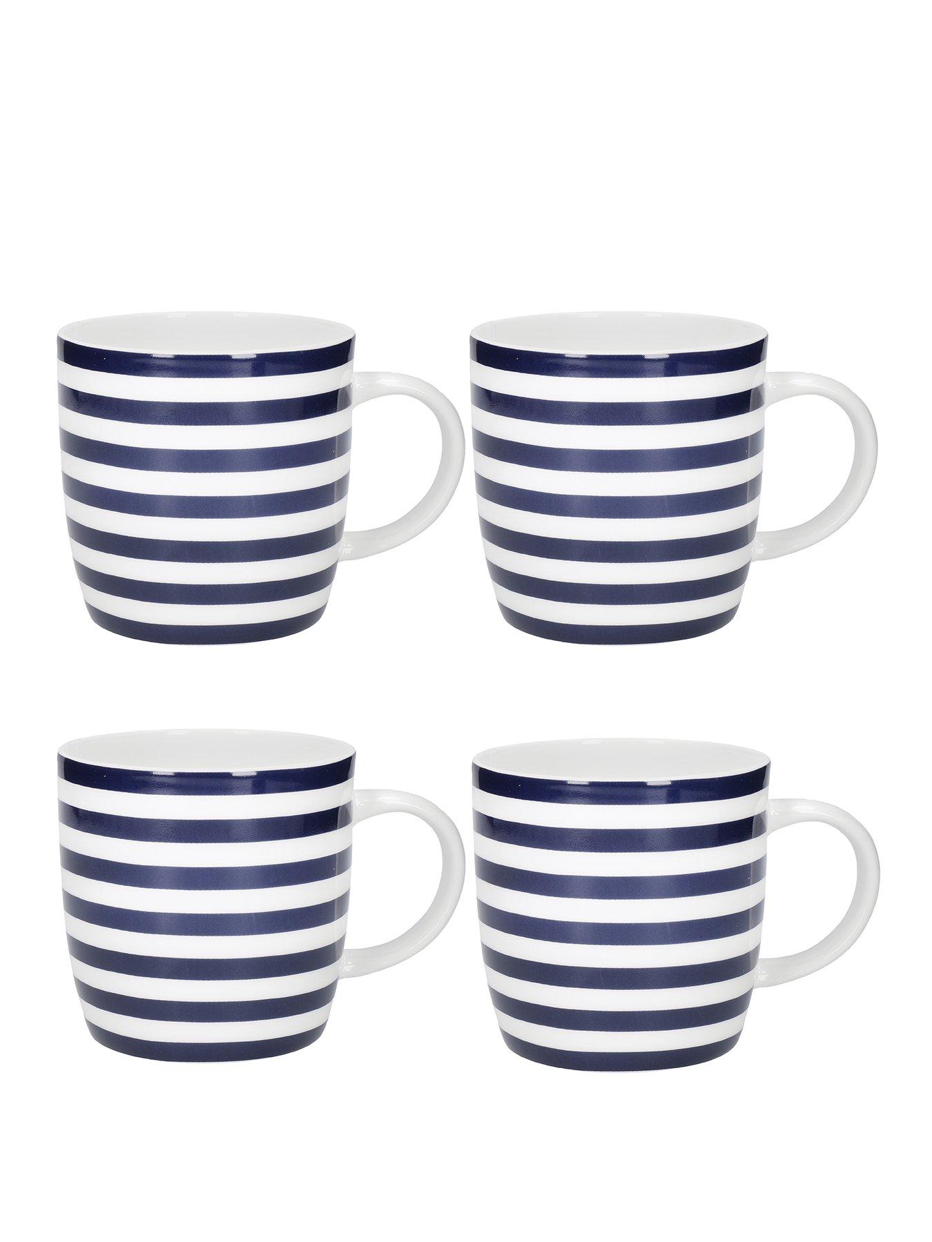 Product photograph of Kitchencraft Nautical Stripe Set Of 4 Barrel Mugs from very.co.uk
