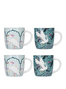 Product photograph of Kitchencraft Exotic Crane Set Of 4 Barrel Mugs from very.co.uk
