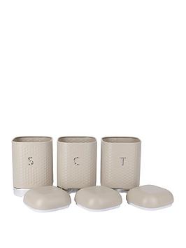 Product photograph of Kitchencraft Lovello Tea Coffee And Sugar Storage Canisters - Latte from very.co.uk