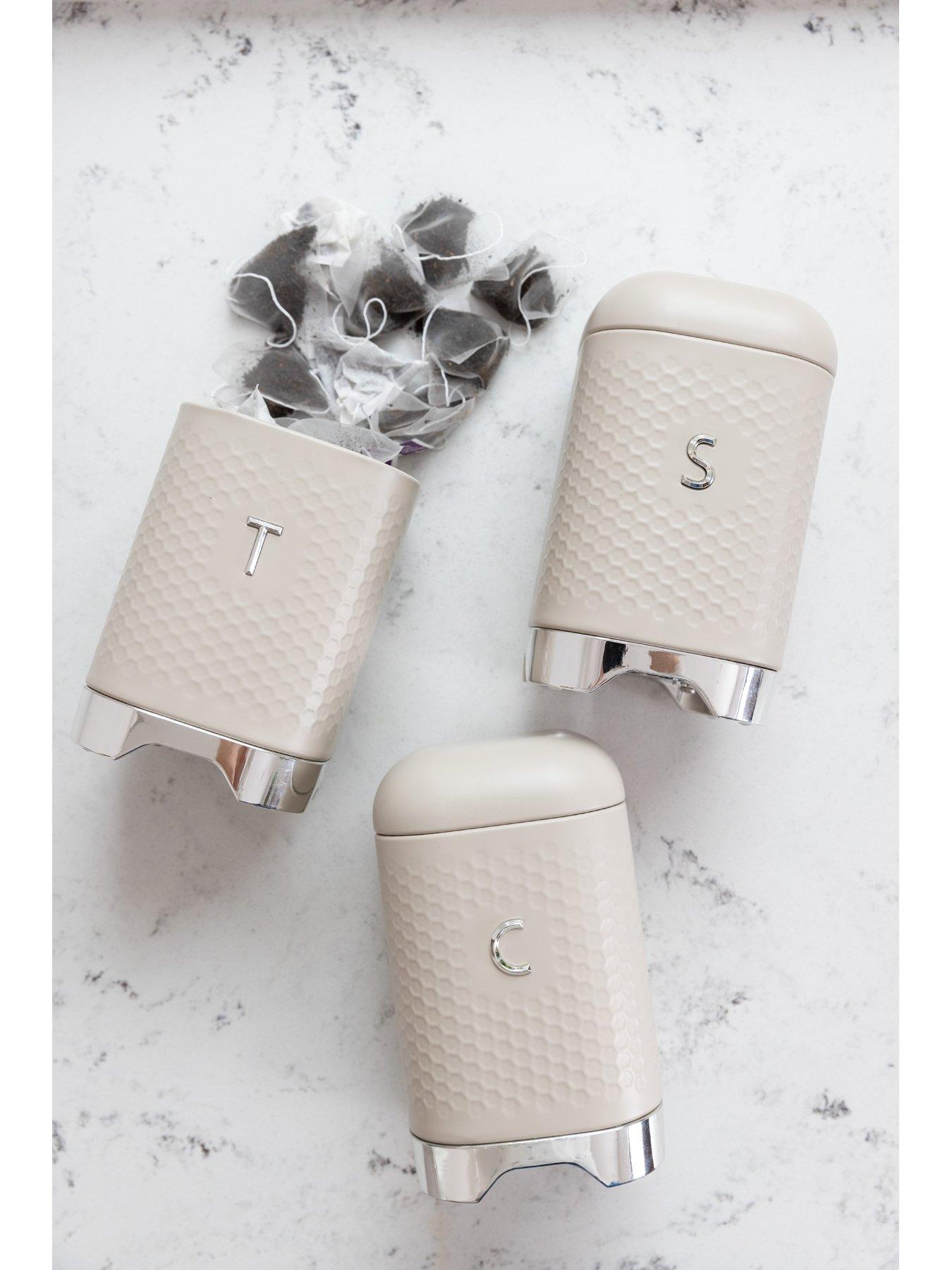 Image 3 of 6 of KitchenCraft Lovello Tea, Coffee and Sugar Storage Canisters -&nbsp;Latte&nbsp;
