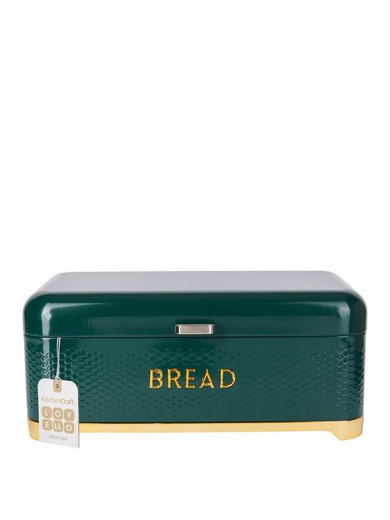 front image of kitchencraft-lovello-bread-bin--green
