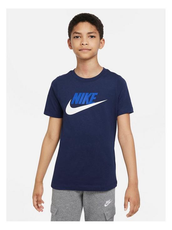 front image of nike-older-boys-nswnbspfutura-icon-t-shirt-dark-blue