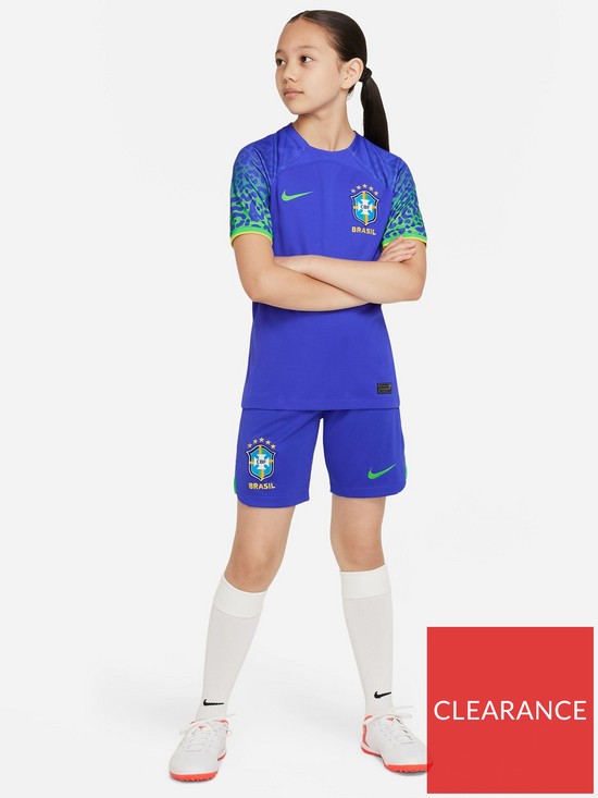 Nike Youth Brazil Away WC 2022 Replica Shirt - Blue | very.co.uk