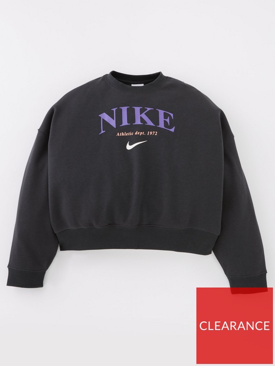 Nike Older Girls Nsw Trend Fleece Crew - Black | very.co.uk