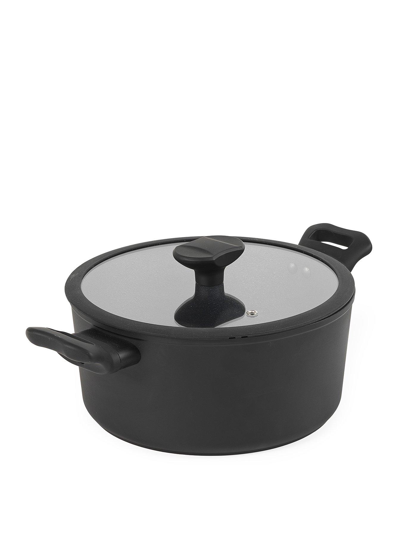 Product photograph of Russell Hobbs Crystaltech Tall Collection 20cm Stockpot Black from very.co.uk