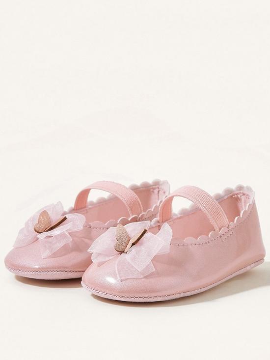 front image of monsoon-baby-girls-patent-organza-bow-bootie-shoes-pink