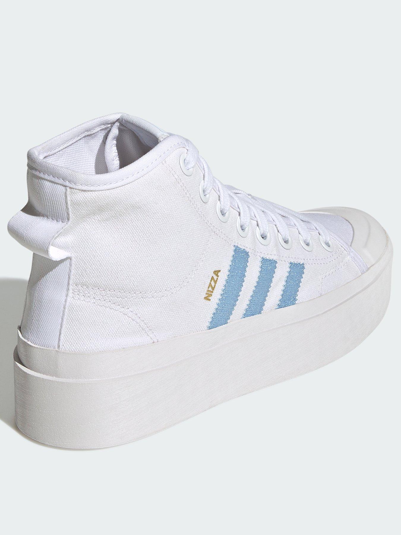 adidas Originals Nizza Bonega Mid Top Trainers - White/Blue | very.co.uk