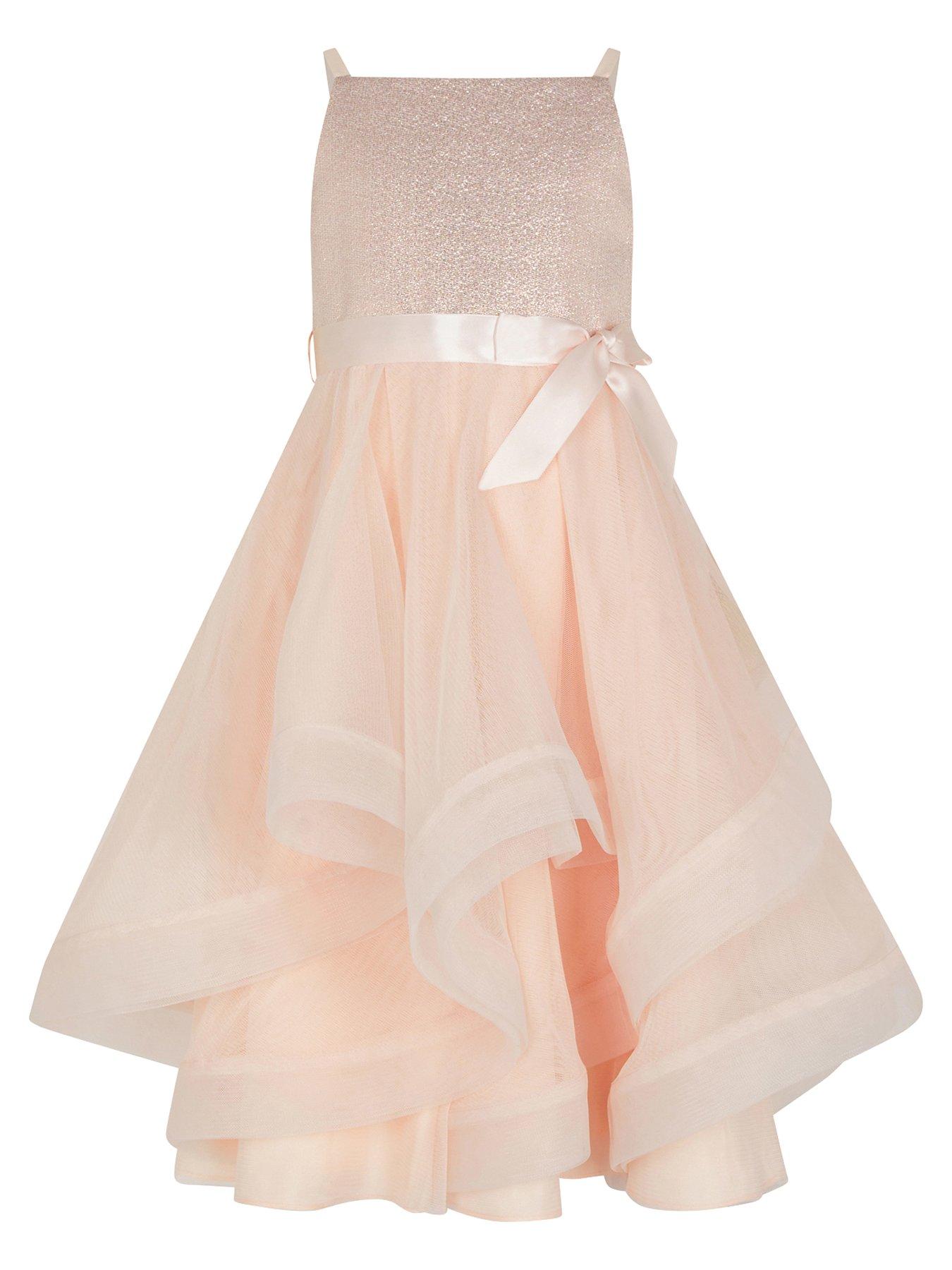 Kids Girls Seville Jacquard Top Ruffle Dress - Pink