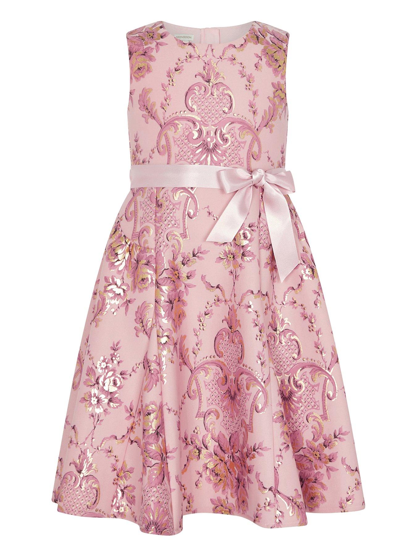 Occasion & wear Girls Versailles Foil Print Scuba Dress - Pink