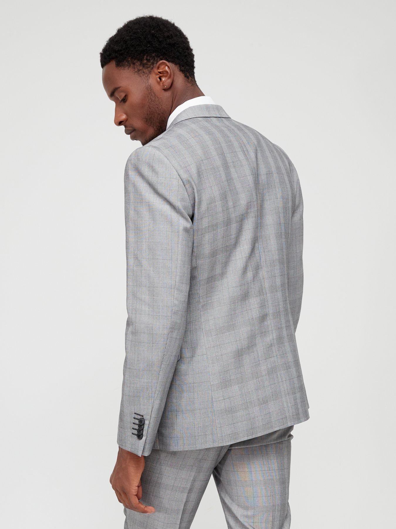 Mens grey outlet check suit jacket