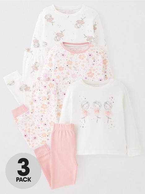 mini-v-by-very-girls-3-pack-ballerina-snuggle-fit-pyjama-set-pinkmulti