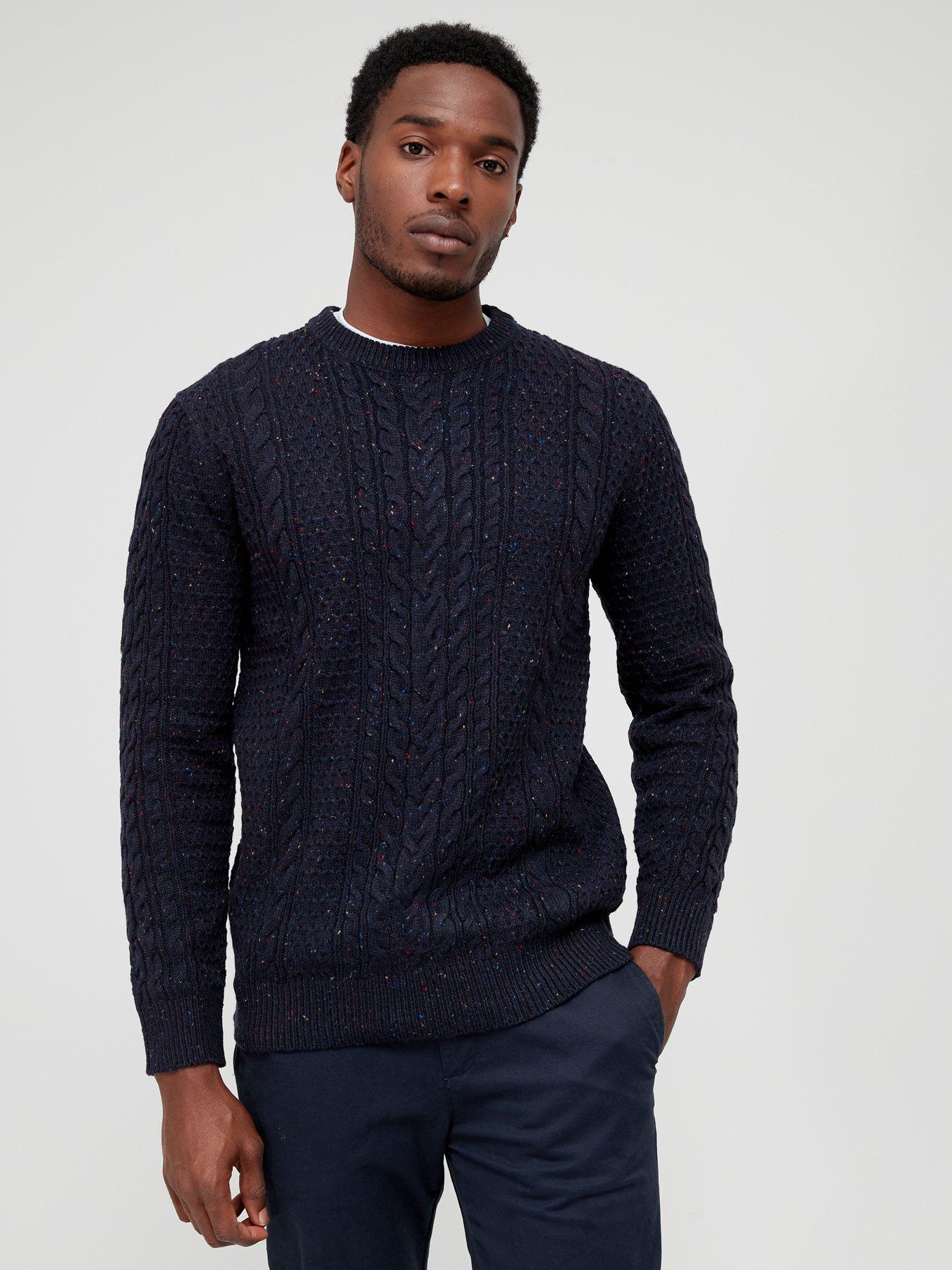 mens navy cable knit jumper