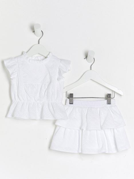 river-island-mini-mini-girls-embroidered-ruffle-rara-set-white