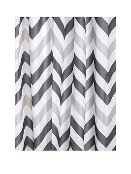 Product photograph of Croydex Two-tone Chevron Shower Curtain from very.co.uk