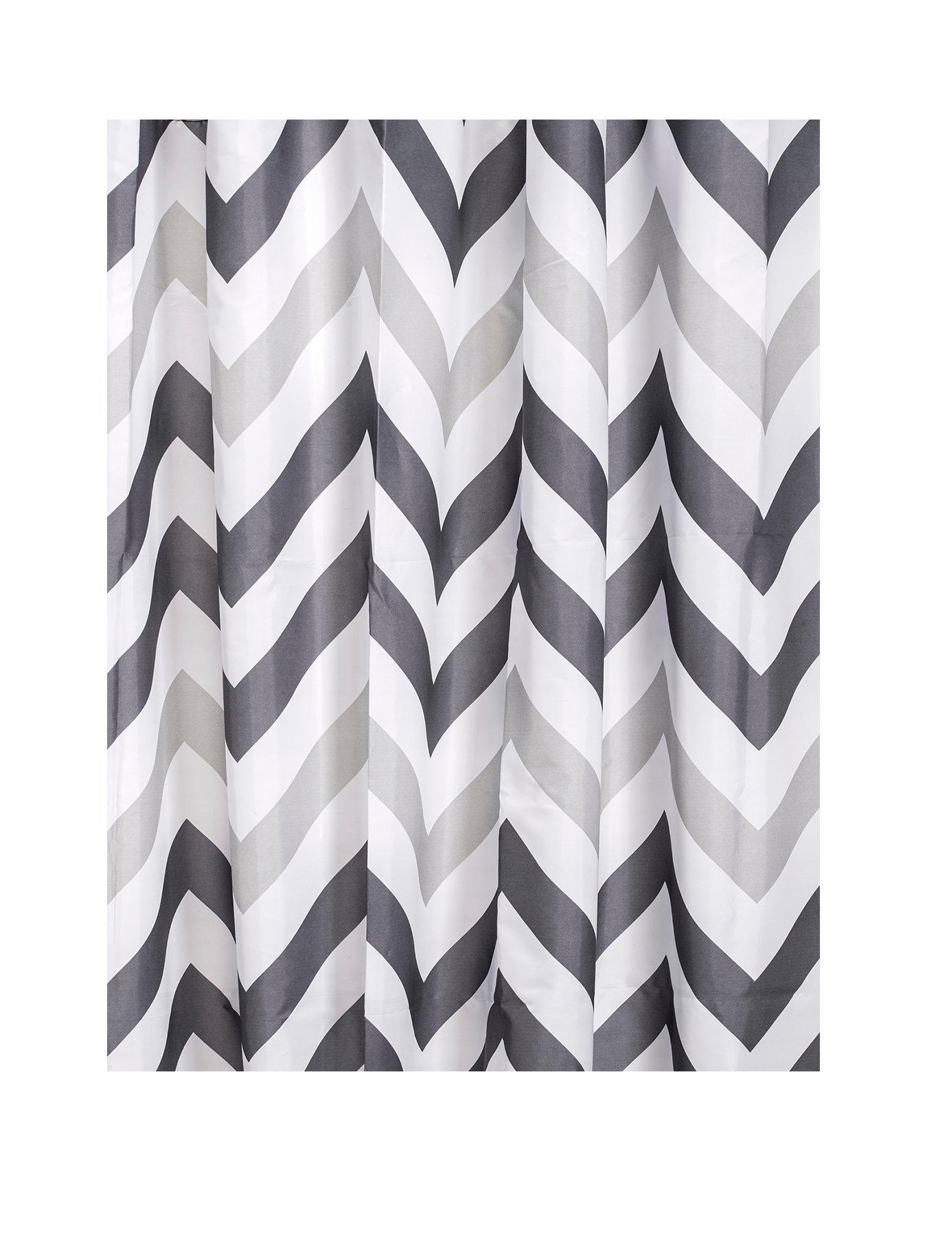 undefined Two-Tone Chevron Shower Curtain