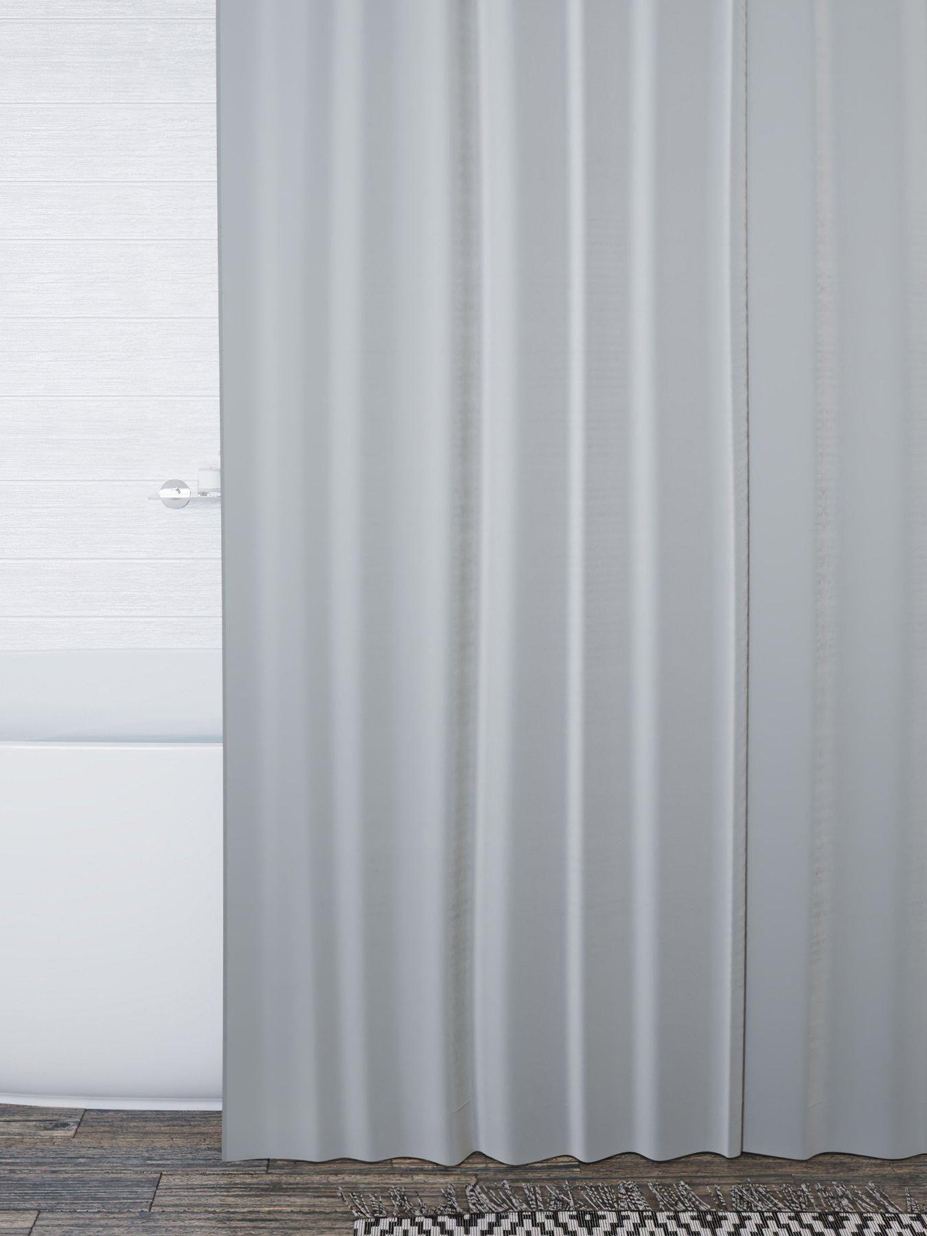 undefined Plain Grey Textile Shower Curtain