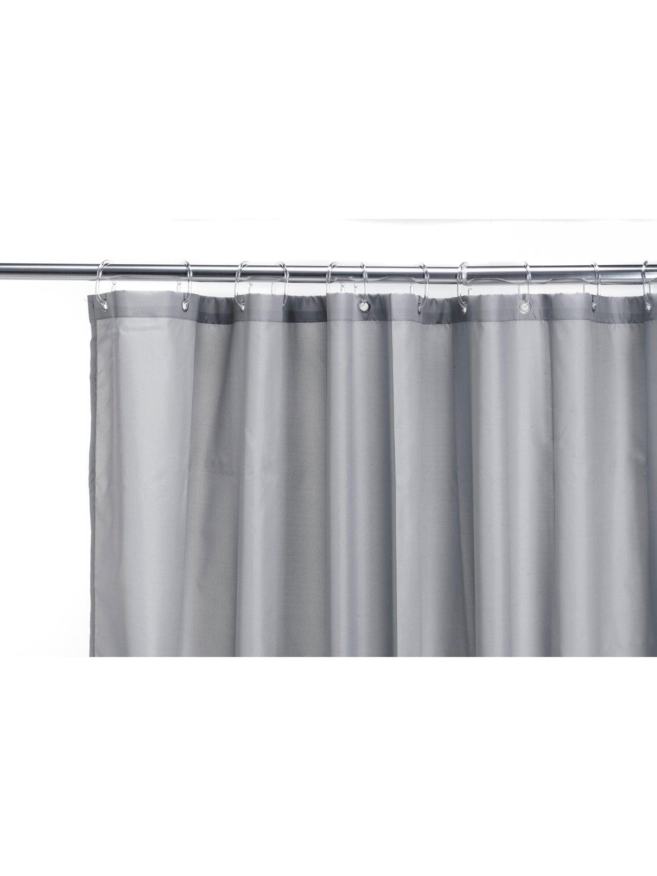 Croydex Plain Grey Textile Shower Curtain 