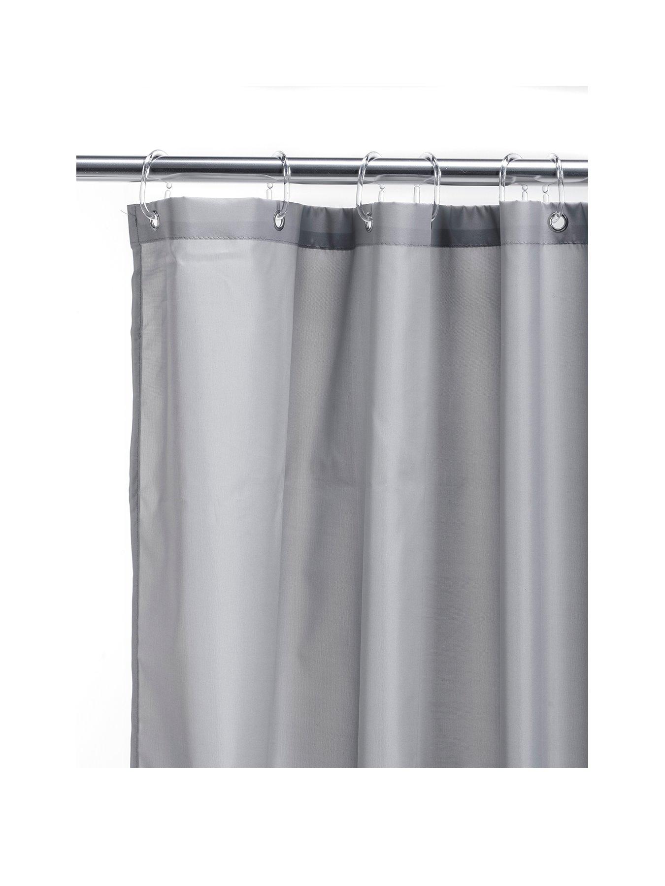 Image 2 of 4 of Croydex Plain Grey Textile Shower Curtain