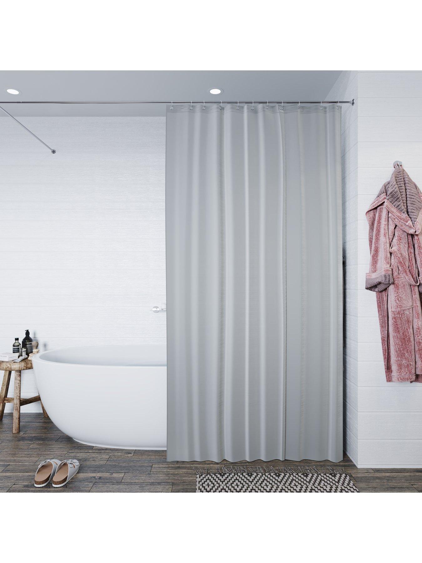 Image 5 of 5 of Croydex Plain Grey Textile Shower Curtain