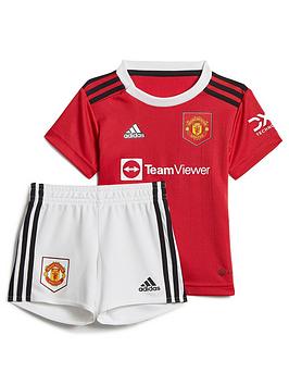 adidas Infant Manchester United Home 22/23 Baby Kit - Red/White, Red/White, Size 3-6 Months|3-6 MONTHS