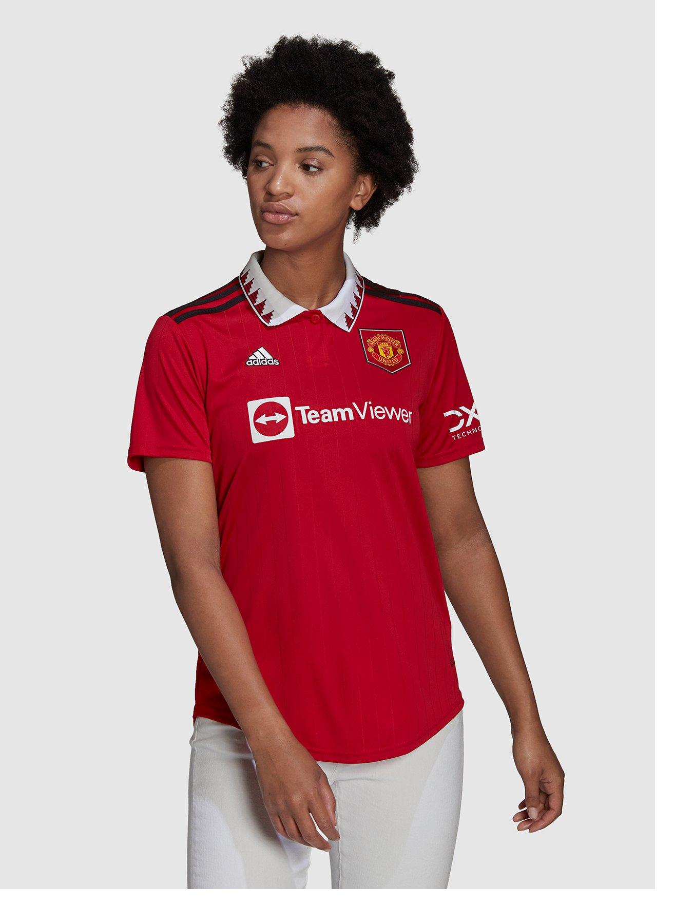 Adidas Womens Manchester United Home 22/23 Short Sleeve Replica Shirt - Red