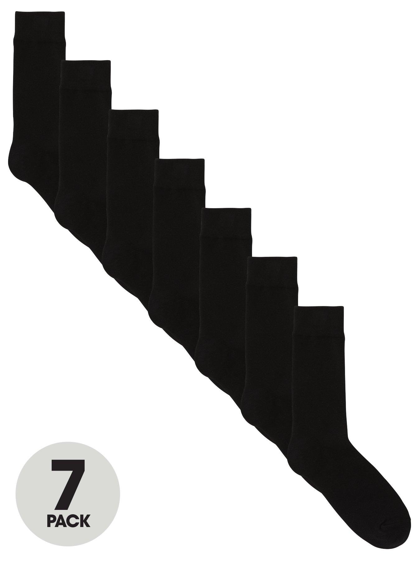 The Very Collection 7 Pack Cotton Rich Plain Black Socks - Black