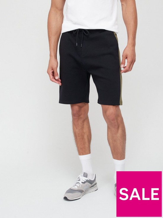 front image of very-man-side-panel-jersey-short-black