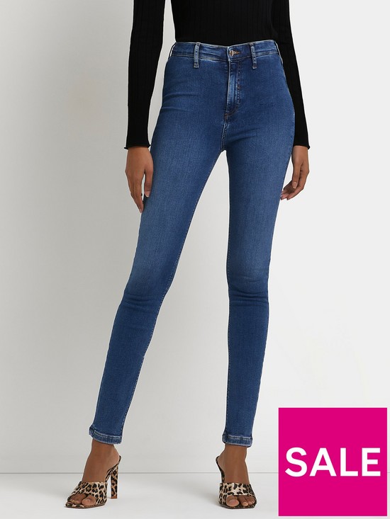 front image of river-island-tall-kaia-high-waist-jeggingsnbsp--mid-denim