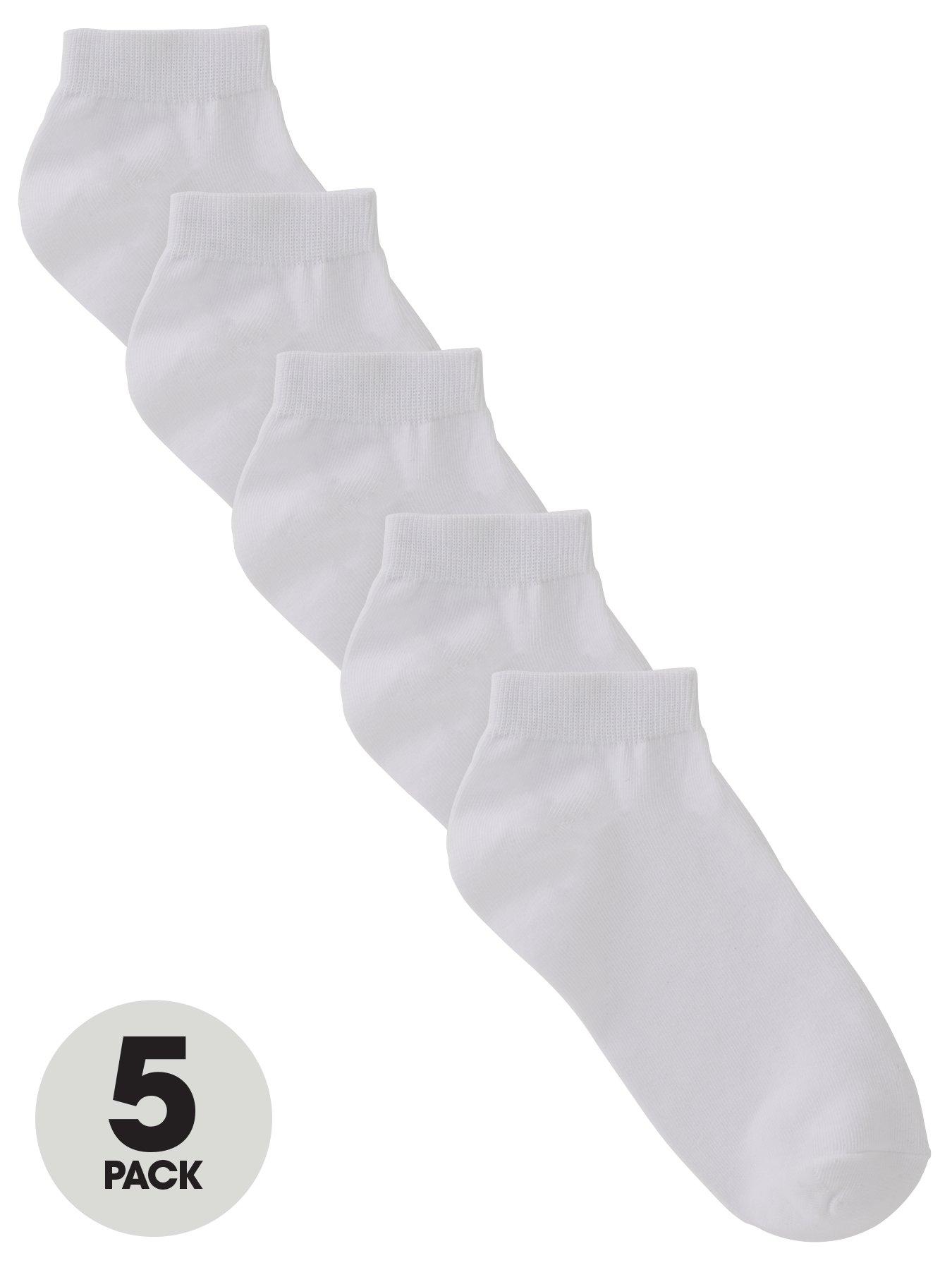The Very Collection 5 Pack Cotton Rich White Trainer Sock - White