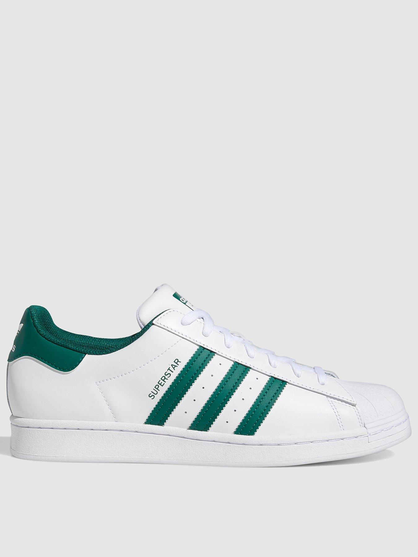 Adidas white with hot sale green stripes