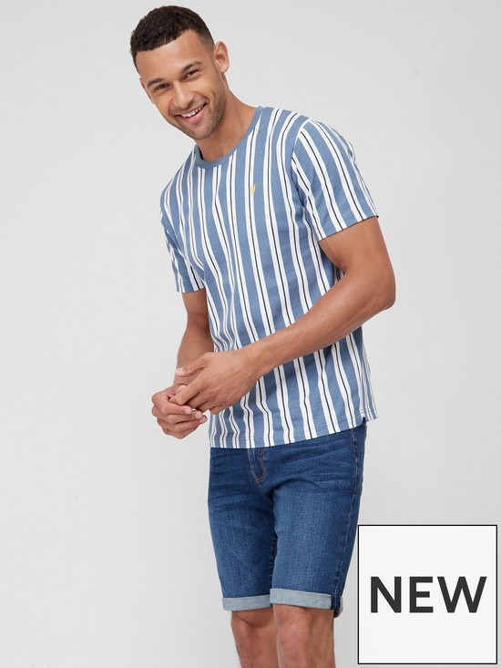 front image of very-man-vertical-stripe-t-shirt-white