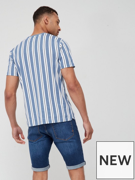stillFront image of very-man-vertical-stripe-t-shirt-white